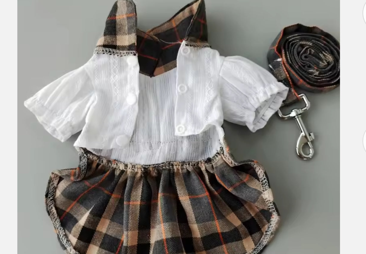 Cute Chihuahua Plaid Shirt And Leash