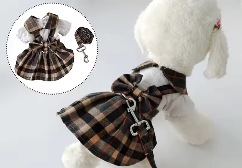Cute Chihuahua Plaid Shirt And Leash
