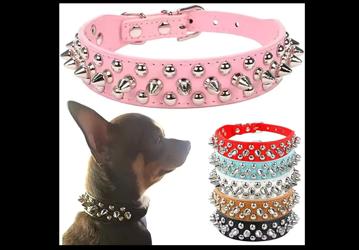 Spiked Leather Chihuahua Collar